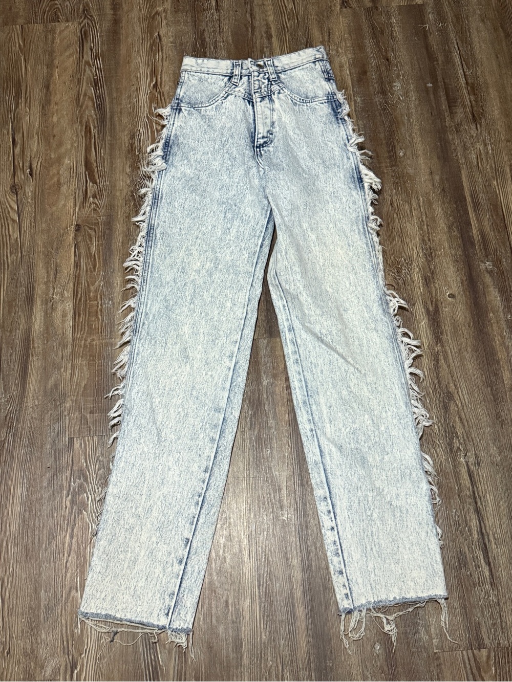 Wrangler Silverlake Acid Wash Jeans Women's 24 Outer Seamed Fray High Rise Class